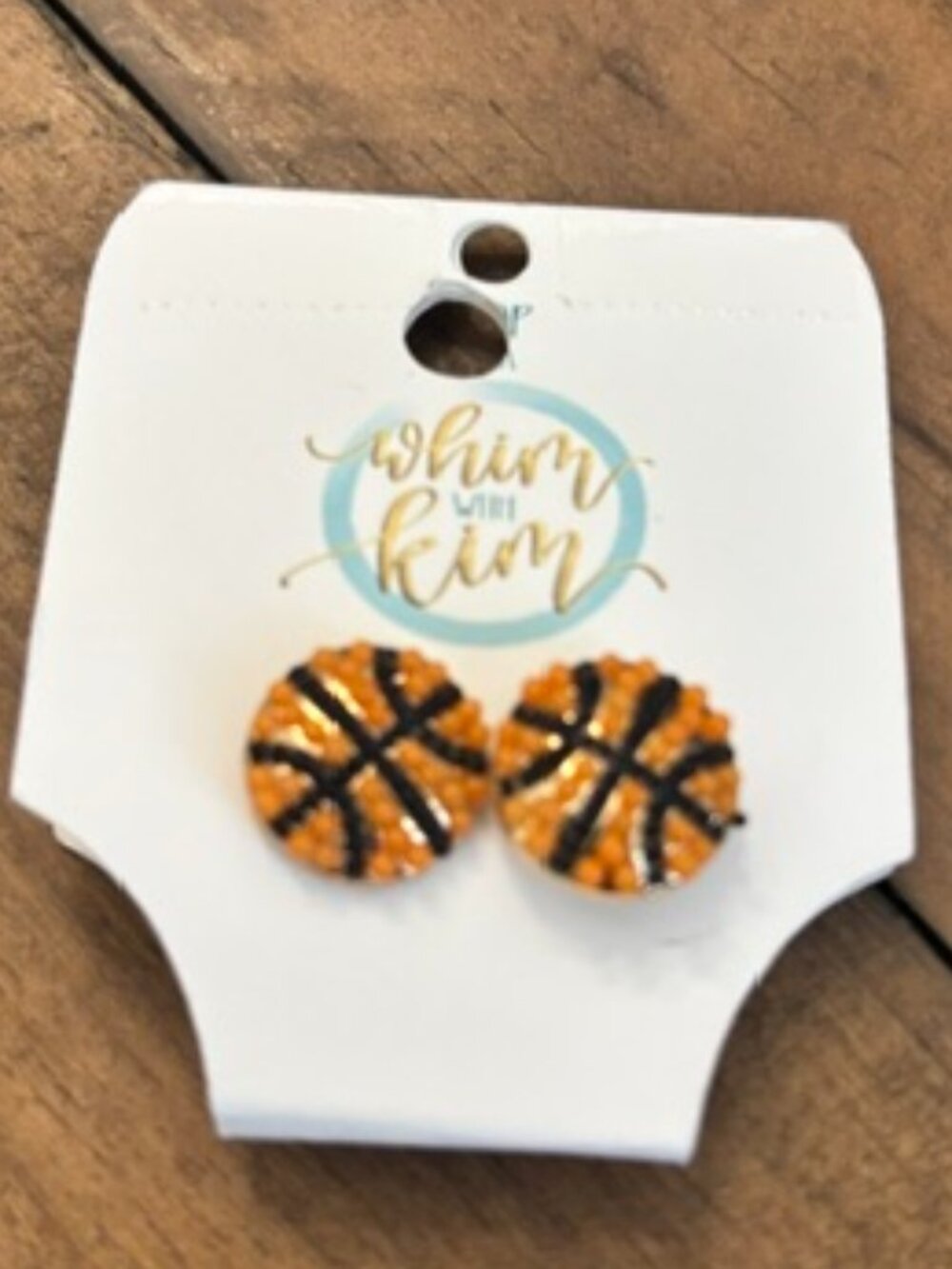 Basketball Stud Earrings Orange Black Sparkle Game Day Sports Mom Jewelry